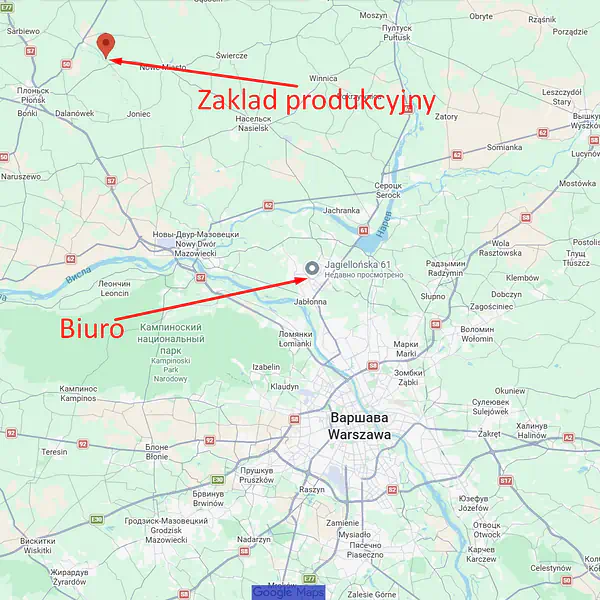 Mapa dojazdu do zakładu produkcyjnego VestAgro